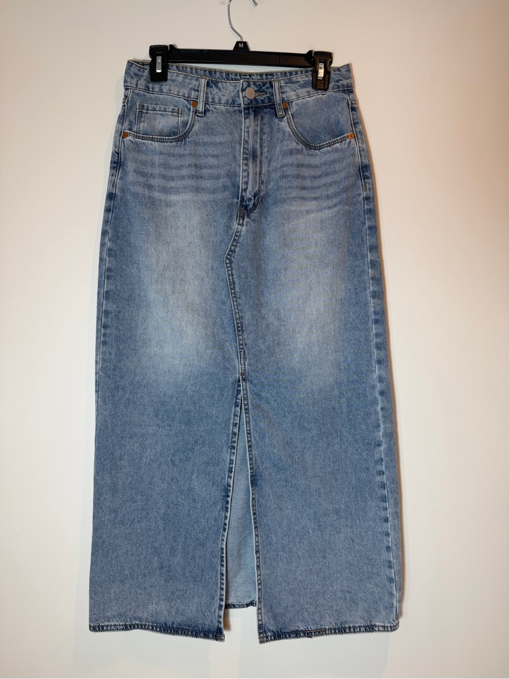 BLANKNYC Light Wash Classis Denim Front Slit Maxi Skirt Size 27